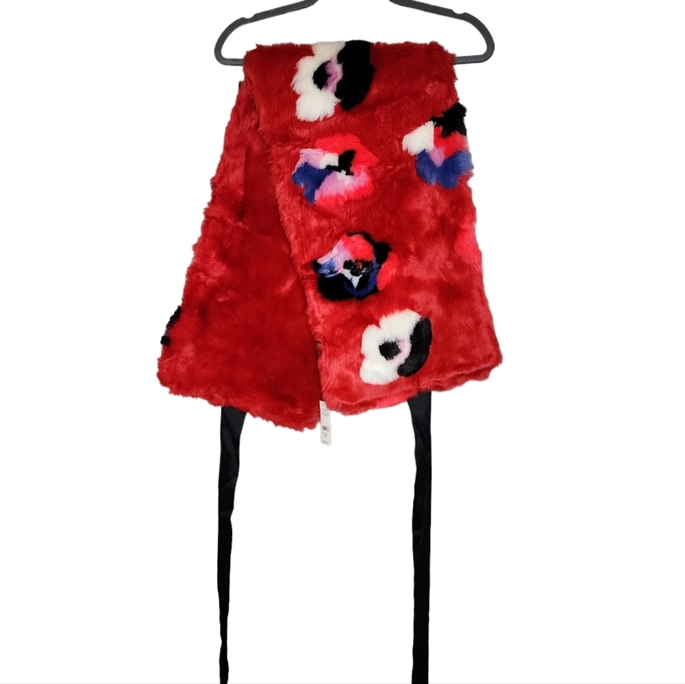 NWT Lord & Taylor red faux fur wrap scarf.